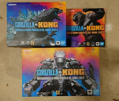 S.H.MonsterArts GODZILLA VS. KONG Godzilla Kong Mechagodzilla Set of 3 2019 New-image