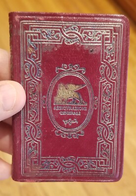 1954 MINI POCKET CALENDAR & TELEPHONE ADDRESS BOOK~LEATHER ORNATE~ITALIAN ITALY-image