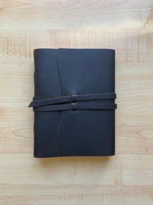 Black Leather bound journal Notebook Diary Sketchbook Vision Quire 8.5