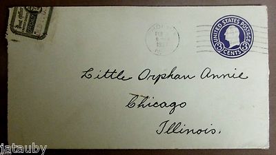 Vintage 1937 LITTLE ORPHAN ANNIE ENVELOPE CHICAGO rare movie collector piece-image
