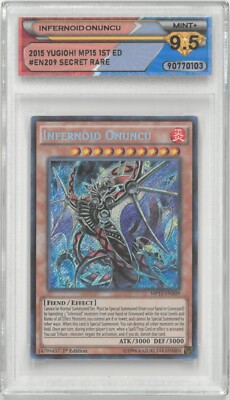 2015 Yugioh! 1st Ed MP15 INFERNOID ONUNCU #EN209 Secret Rare 💎DSG 9.5 Mint+-image