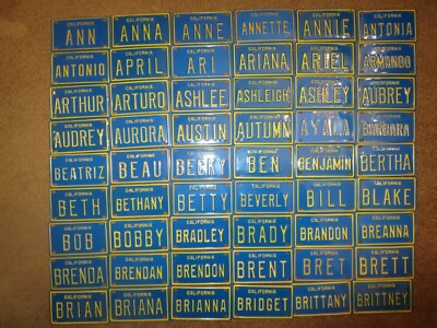 1970's  California Mini  Metal Name Bike / Pedal Car License Plate Sign Tag-image