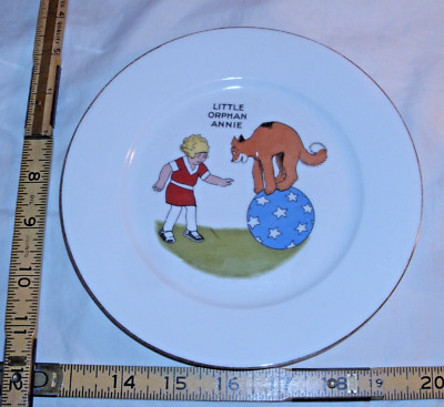 LITTLE ORPHAN ANNIE & SANDY 1930s PORCELAIN CHILD'S PLATE CZECH-image