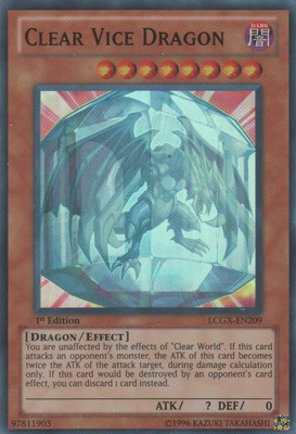 Yugioh! LP Clear Vice Dragon - LCGX-EN209 - Super Rare - 1st Edition Lightly Pla-image