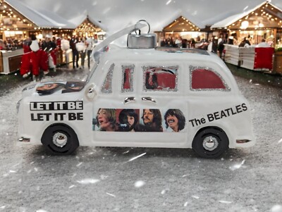 Kat + Annie - The Beatles - Let It Be - White Cab / Taxi - Christmas Ornament-image