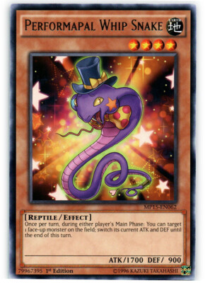 Performapal Whip Snake - MP15-EN062 - Rare - 1st Edition x3 - Near Mint-image