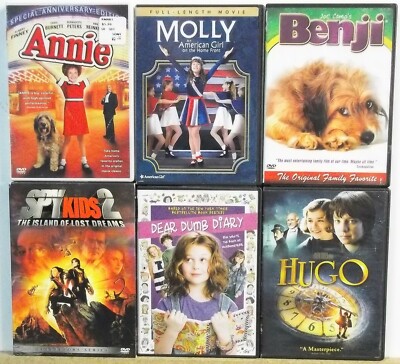6 FAMILY CHILDREN DVD movies Lot #M479 FREE US S/H Hugo Spy Kids Benji Annie-image