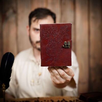 Leather Bound Journal Notebook Medieval Handcrafted Motifs Blank Pocket Diary-image