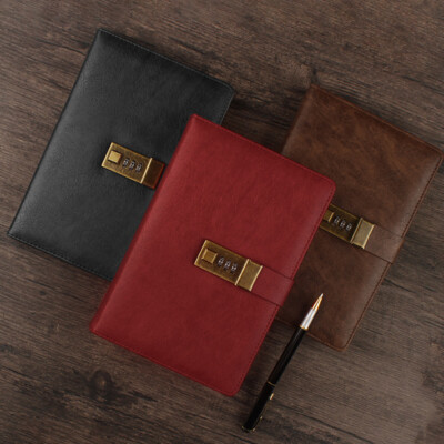 360 Pages PU Leather Vintage Journal A5 Lock Notebook Lined Paper Writing Diary-image