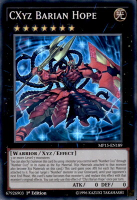 CXyz Barian Hope Super Rare #MP15-EN189 Yugioh Super Rare-image