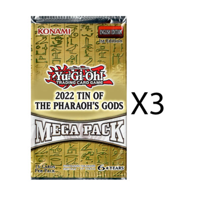 YuGiOh 2022 Tin of the Pharaoh's Gods Mega Pack [Bundle of 3]-image