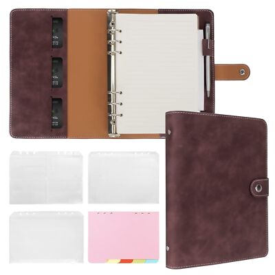 FYY Leather A5 Binder 6 Ring Binder Notebook - Refillable Notebook A5 Planner...-image