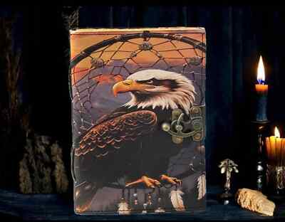 Bald Eagle Leather Journal Blank Spell Book Of Shadows American Eagle Printed-image