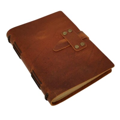 Vintage Handmade Leather Journal, Antique Handmade Leather Bound Journal-image