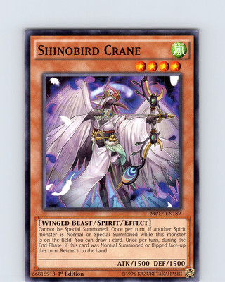 Yu-Gi-Oh TCG Shinobird Crane MP17-EN189 1st Edition Regular Common Card NM-image