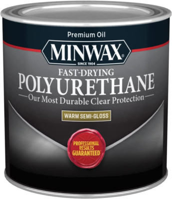 Minwax Fast Drying Polyurethane Protective Wood Finish, Clear Semi-Gloss, ½ Pint-image