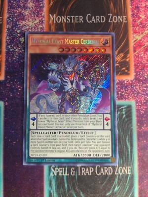 Yu-Gi-Oh! Mythical Beast Master Cerberus MP18-EN185 1st Edition Secret NM a1/-image