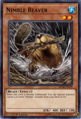 Yugioh! LP Nimble Beaver - MP18-EN129 - Common - 1st Edition Lightly Played, Eng-image