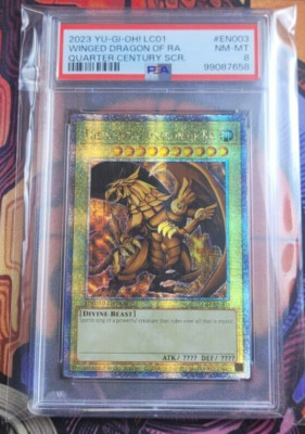 The Winged Dragon of Ra LC01-EN003 QCR SCR PSA 8	Yugioh Card Graded Slab-image