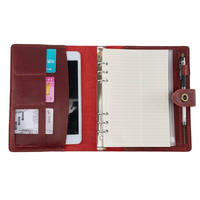Roterdon System Notebook A5 Leather Mini 6-Hole Ring Binder Notebook Leather Co_-image