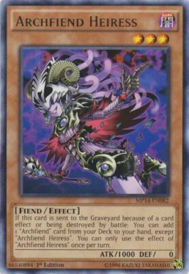 Yugioh! MP Archfiend Heiress - MP14-EN082 - Rare - 1st Edition Moderately Played-image