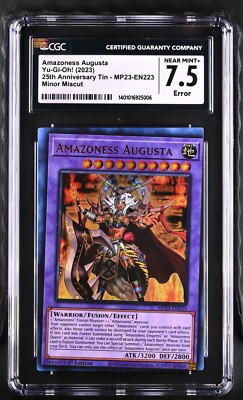 Yugioh CGC 7.5 Miscut Amazoness Augusta MP23-EN223 Ultra Rare Misprint!!-image