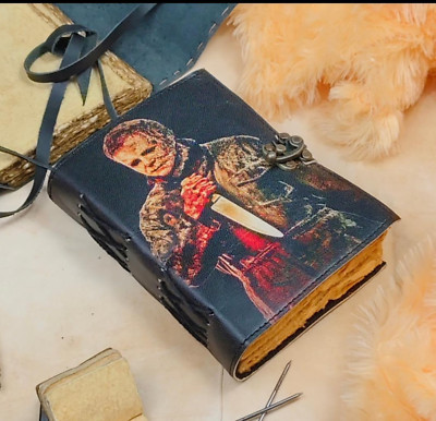 Halloween Thaem Printed Handmade Leather Notebook For Gifts, Book Of Shadows-image