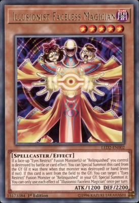 1st ed Illusionist Faceless Magician rare LED2-EN002 Yugioh-image