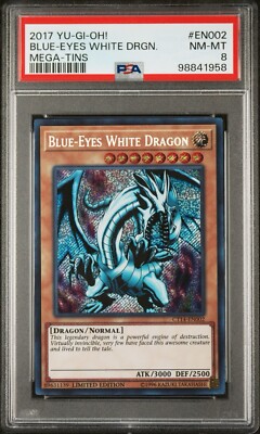 2017 YU-GI-OH! MEGA-TINS EN002 BLUE-EYES WHITE DRAGON PSA 8-image