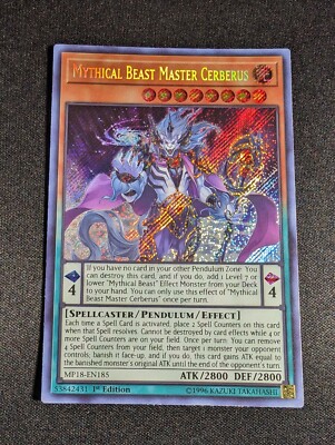 Yugioh - Mythical Beast Master Cerberus MP18-EN185 1st Edition Secret Rare NM-image
