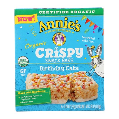 Annie's Homegrown - Crispy Snack Bars Birthday Cake 5count - Case Of 8 - 3.9 Oz-image