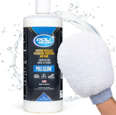 Boat & RV Polish Kit with Applicator Mitt - 32 oz High-Gloss Fiberglass Polish-image