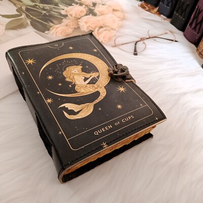 Queen of Cups Leather Journal Notebook Leather Dairy Sketchbook Dream journal.-image