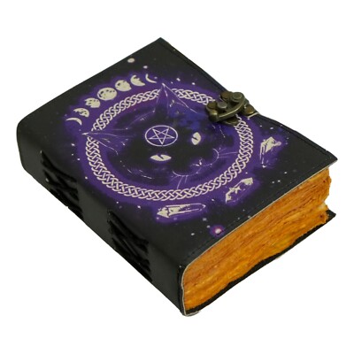 200 Pages Book of Spells Leather Journal Deckle Edge Paper Magic Cate Journal-image