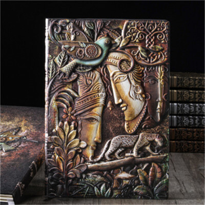 Embossed Faux Leather Cover Vintage Journals Notebook Lined Paper Diary Planner -image