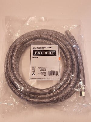 12 Ft Polymer Coated Stainless Steel Icemaker Water Connector Supply Hose-image