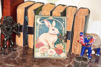 400 Pages - bunny rabbit Grimoire Leather Journal Notebook Journal for women-image