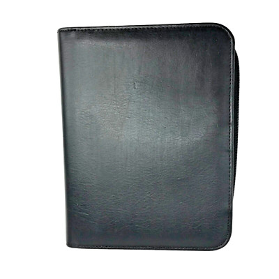 Vtg FRANKLIN COVEY Planner Organizer Binder 6 Ring Black Leather USA 9 X 6.5-image