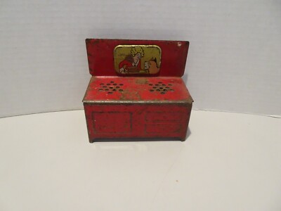Little Orphan Annie Stove Vintage Metal Red with Annie and Sandy Decoration -image