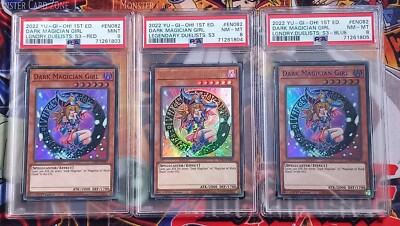 PSA SET: Dark Magician Girl LDS3-EN082 1st Edition Red + Gold + Blue YuGiOh-image