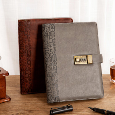 Refillable PU Leather Vintage Journal A5 Notebook Lined Paper Diary With Lock-image