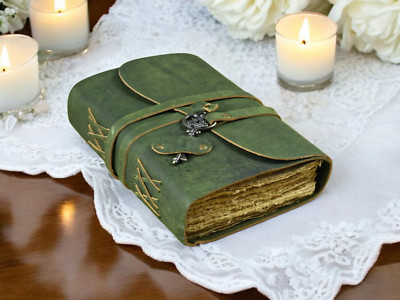Vintage leather Journal with Key - Blank Spell Book of Shadows, Grimoire Journal-image