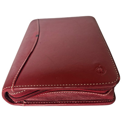Franklin Covey Planner 6-Ring Red Nappa Leather VINTAGE Cell Phone Holder 5044-image