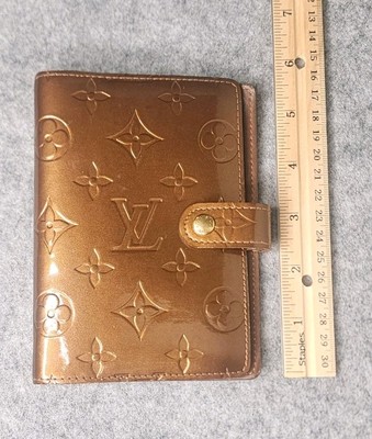 Auth Louis Vuitton Agenda PM Monogram Vernis Notebook Cover R21004 Bronze Brown-image