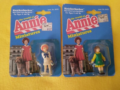 Vintage Lot of 2 Orphan Annie Miniatures Annie & Mollie Knickerbocker 1982-image