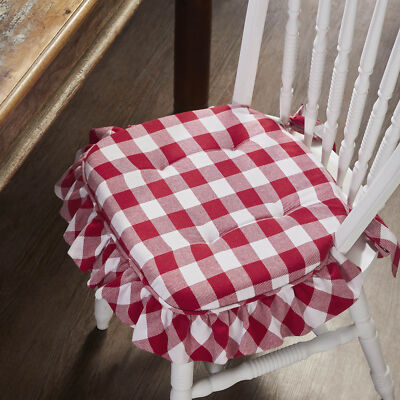 Annie Buffalo Check Red Ruffled Chair Pad 16.5x18-image