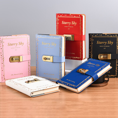 PU Leather With Lock Journal A5 Notebook Lined Paper Writing Diary Planner-image
