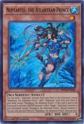 * NEPTABYSS, THE ATLANTEAN PRINCE * ULTRA RARE MP16-EN236 1ST EDITION YUGIOH!-image