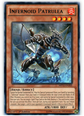 Yugioh! LP Infernoid Patrulea - MP15-EN205 - Rare - 1st Edition Lightly Played, -image