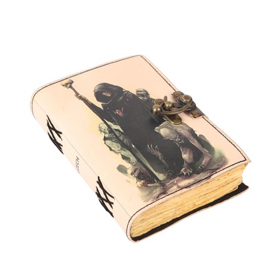 Book of Spells Leather Bound Journal Deckle Edge Paper Grimoire Printed Diary...-image